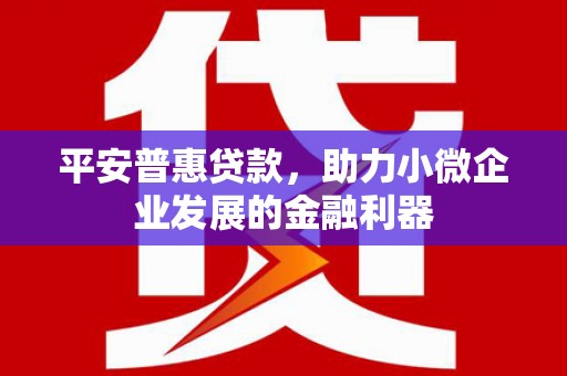 石河子平安普惠贷款，助力小微企业发展的金融利器